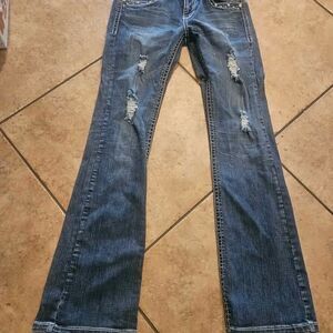 L.A. Idol Distressed Blingy Bootcut Jeans Size 7 30/34